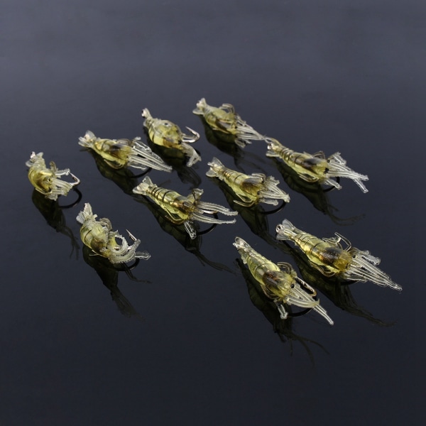 10 st Shrimp Simulation Mjuk Räka Bete Haken Tackle Bass Fiskebeten