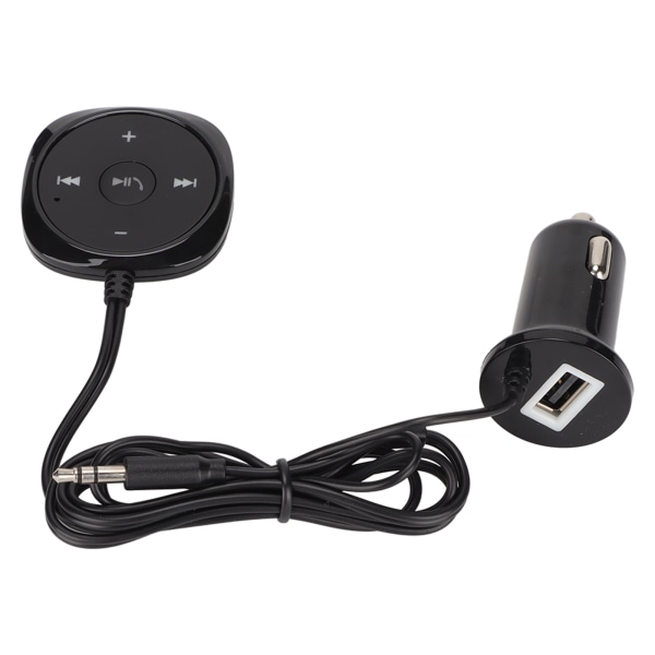 Bil Bluetooth 5.0 lydmottaker Håndfri samtale 5V 2.1A USB-ladeport for biler med 3,5 mm AUX-inngang ++
