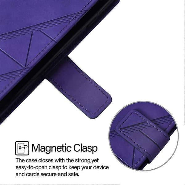 Doogee N55 Plus plånboksfodral, 3D-präglat fällfodral med kortfack, magnetspänne och handledsrem violet