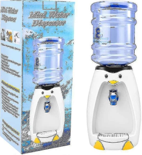 2,5 l mini søt pingvin vanndispenser med vannbøtte drikk 8 vannglass Kompatibel med studenthybel hjemmekontor gave