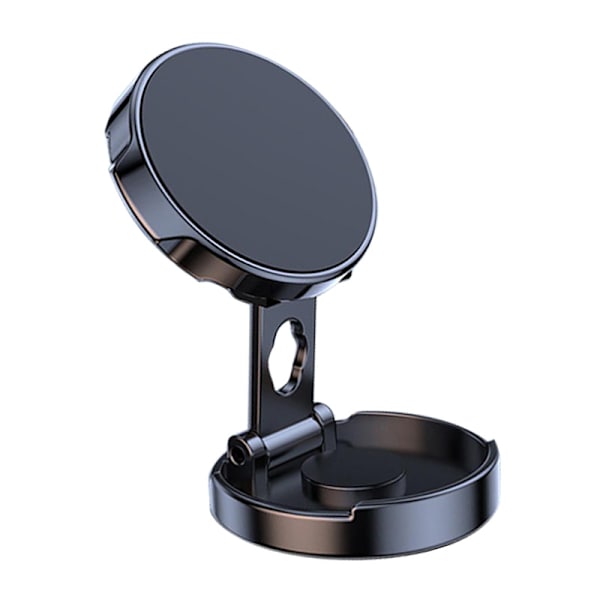 Foldbar magnetisk biltelefonholder 360° rotationsstativ Instrumentbræt Mobiltelefonbeslag Montering Sort