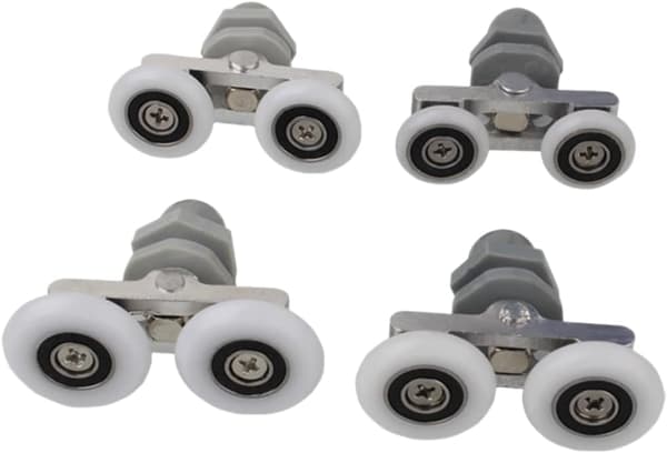 Set med 4 dubbla rullar för böjda dörrar, 25 mm diameter