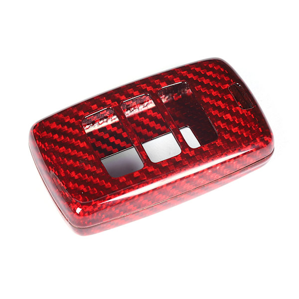 Carbon Fiber Key Shell Case Cover Trim Biltillbehör Röd Passar för Jaguar E PACE