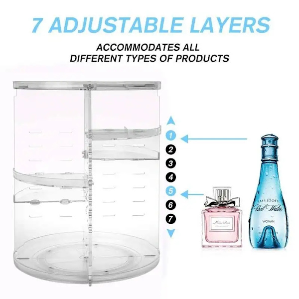 【BEMS】Roterende makeup-organizer Transparent Transparent transparent