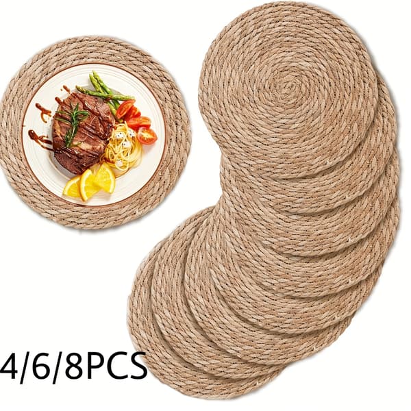 Vävda bordstabletter – runda halkfria bordstabletter Kompatibel med matbord 8pcs/pack
