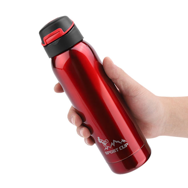 Ruostumattomasta teräksestä valmistettu eristetty urheiluvetopullo 500 ml (Punainen)