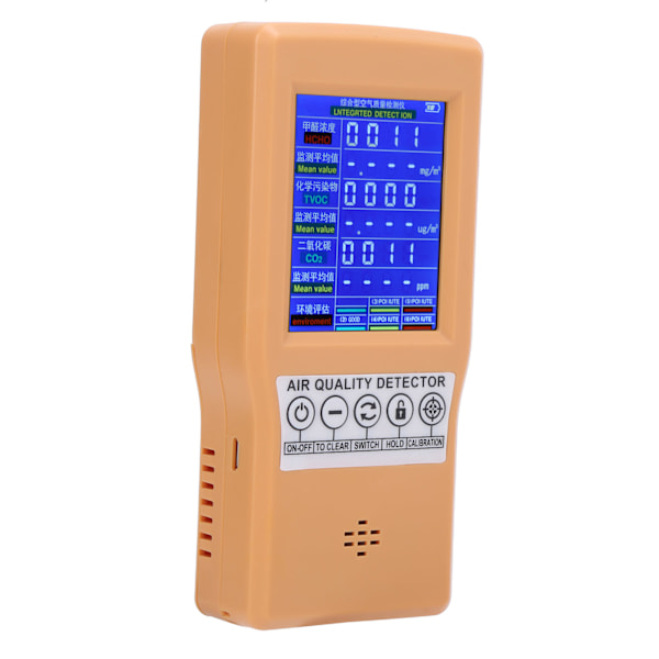 Luftkvalitetsmonitor CO2 Formaldehyd TVOC Multifunksjonell Intelligent Detektor for Hjem og Kontor