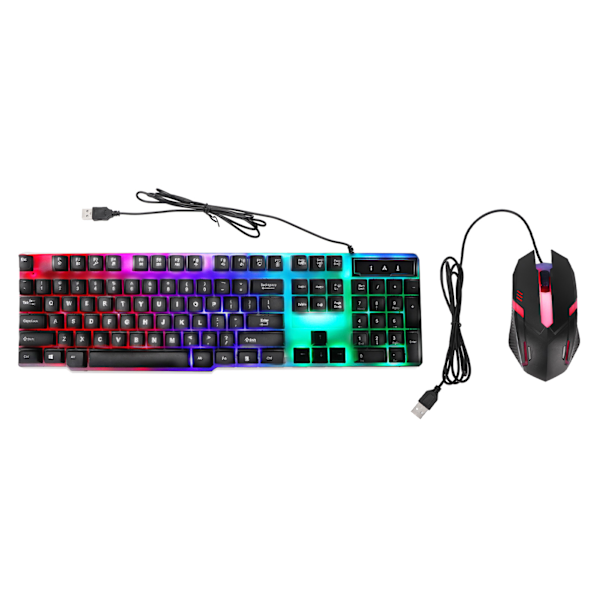 104 Tangenter Tangentbord Mus Set Bakgrundsbelysning USB Färgglatt Ergonomiskt Stabilt Bakgrundsbelyst Tangentbord Mus Combo