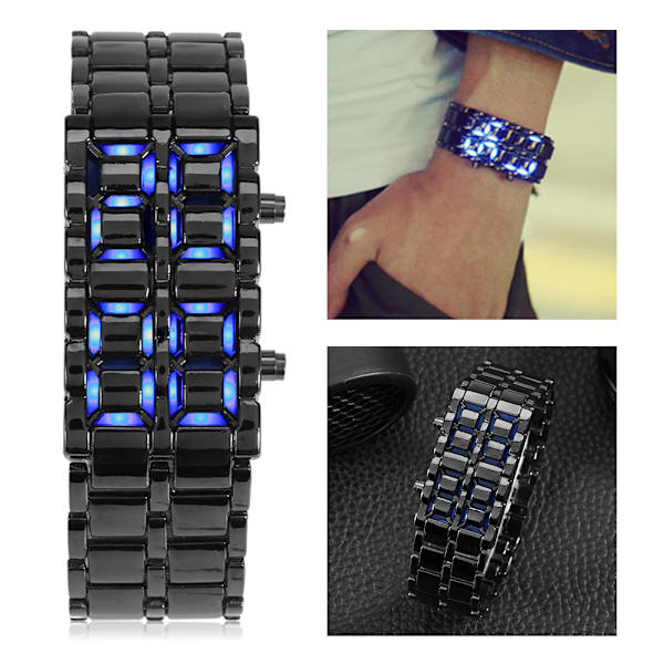 Moderne Par-Armbåndsur med Stålrem LED-belysning Elektronisk Armbåndsur (#1)