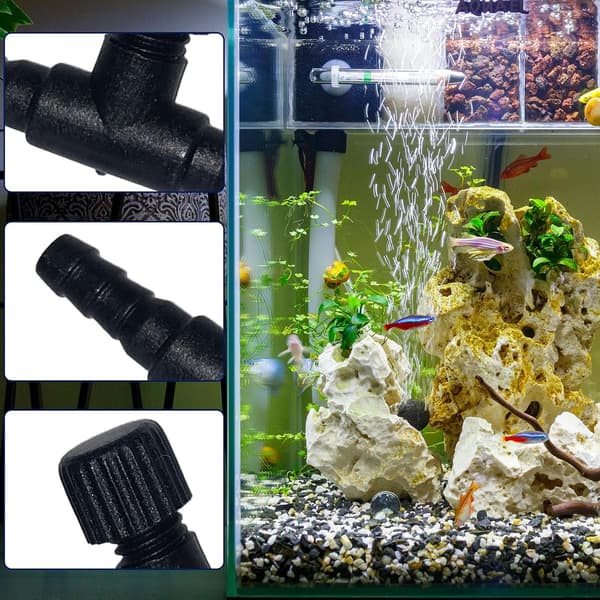20 stycken akvarieluftkontrollventiler, akvarieluftventiler i plast, akvarieluftventil, luftpumpanslutningar för 4 mm ID luftslang (svart)