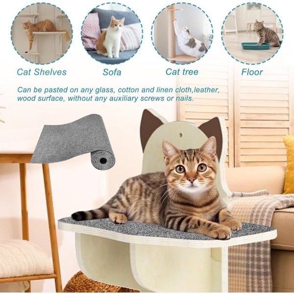 30×100cm Self-Adhesive Cat Scratch Pad, Wall Protector for Scratch Pad, Sofa Scratch Pad, Cat Scratch Mat, Corner DIY beige gray