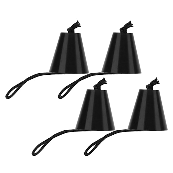 4 stk. Scupper Plug Kit med snor Fleksible silikone drænhuller Stopprop Universal til kajakker Kanoer Sort