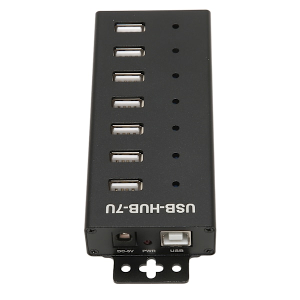 7-ports USB-hub, industriell kvalitet, USB 2.0, flere beskyttelsesfunksjoner, USB 2.0 multigrensesnitt-hub, 100‑240V EU-plugg