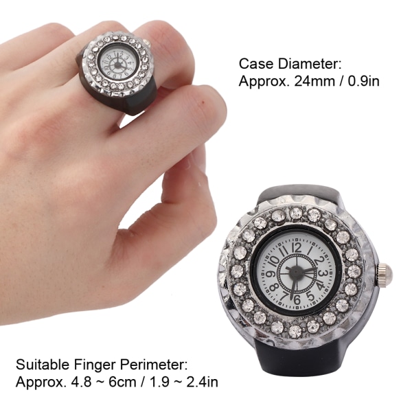 Finger Ring Watch Shining Rhinestone Dekoration Quartz Ring Watch for WomenSort 2.0