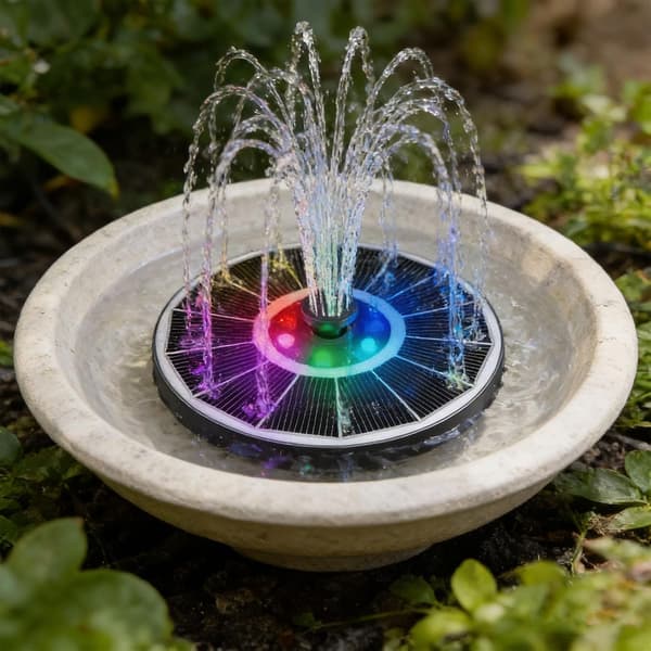 RGB farveskiftende springvand med automatisk vandcirkulation til have og terrasse