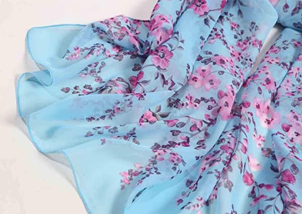 Dame chiffon skjerf Lett skjerf Fasjonabelt blomsterskjerf for damer og jenter, lett og behagelig.