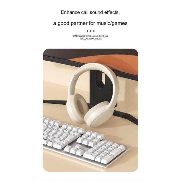 TH30 huvudmonterat Bluetooth headset lämpligt för e-sportspel, lyssna på musik, hörlurar för sportmusik black