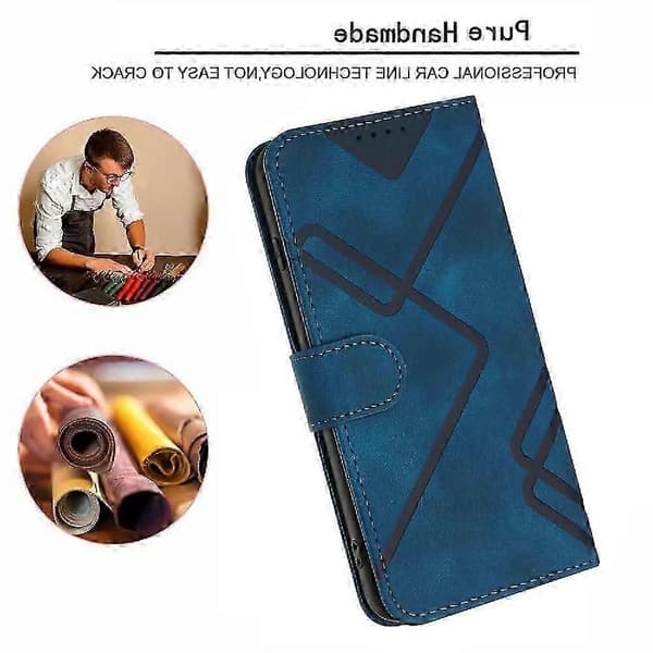 Etui til iPhone 14 Magnetisk Flip-etui i PU-læder med kortplads og stativ Blue