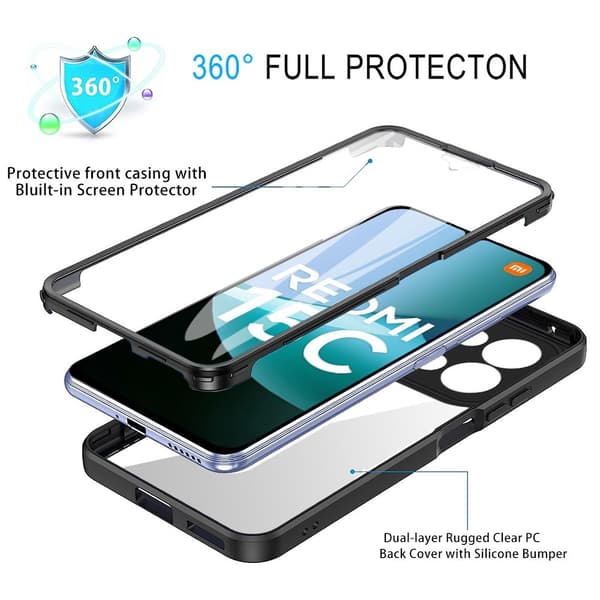 Xiaomi Redmi 15C (173mm) 360 TPU-cover - Sort Black black