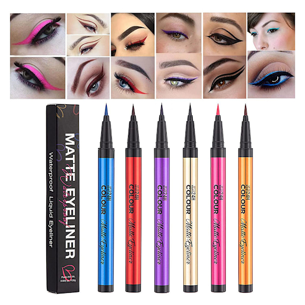 Makeup Eyeliner Gelpen Färgrik Matt Flytande Eyeliner Penna Vattentät Smudgeproof Ögonskugga Ögonfransförstärkare