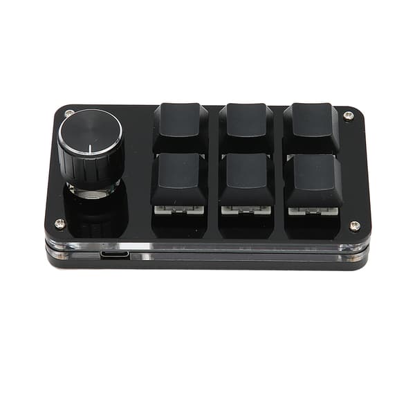 【BEMS】6 taster, enhånds mekanisk tastatur med switch, kablet, plug-and-play, programmerbart Kompatibel med spilkontor, sort
