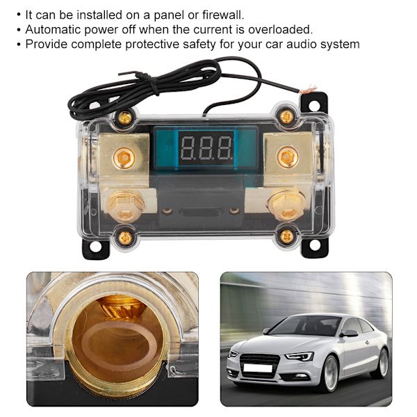 Bilstereo Strømsikringsholder Stereo Distributionsblok Boks Digital Display (200A)