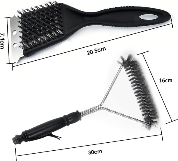 PCS Grillrensebørste 2 i 1 - Grillbørste i rustfrit stål + Spids Multifunktionel Grillbørste