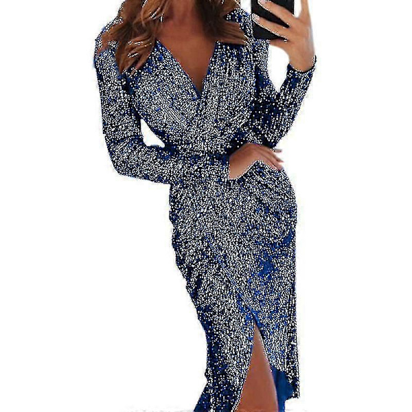 【BEMS】Dame Pailletkjole Blue M