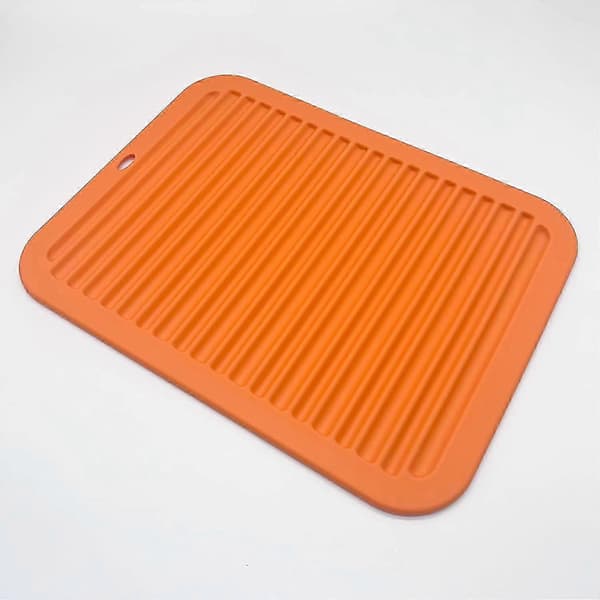 Multifunksjonelle silikonunderlag og gryteunderlag, 2-pakning, varmebestandige, sklisikre, fleksible, holdbare (oransje, 30 cm, rektangulær)