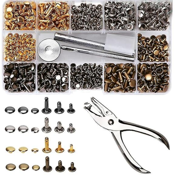 240 pcs/set Leather Rivets with Double Cap Rivet and 4 Pcs Fixing Tools for Leather Jacket and Jeans Bag