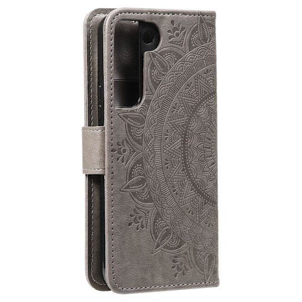 【BEMS】Compatible with Samsung S22 Mandala Wallet Case - Grey grå gray