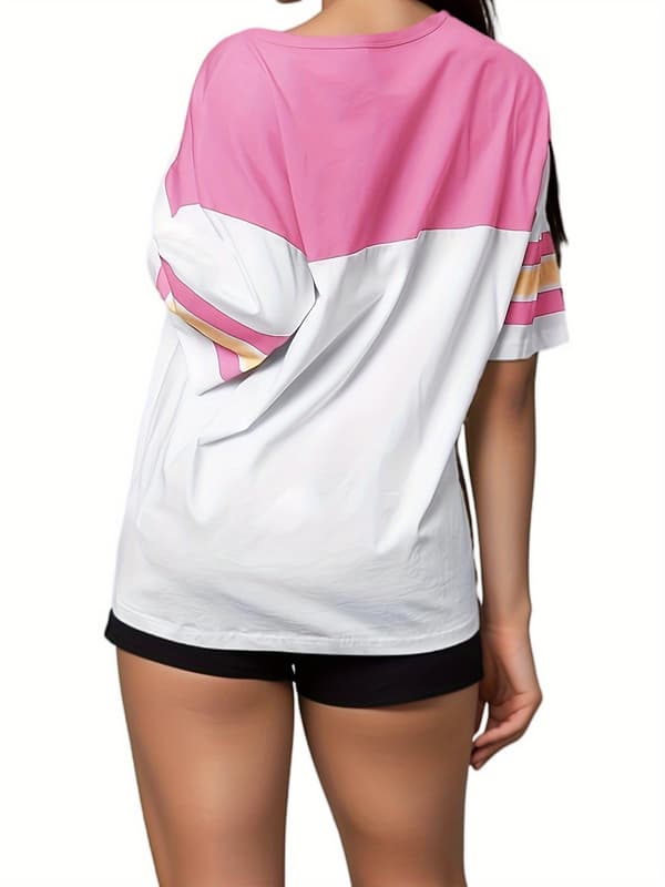 American 28 Soccer Oversize T-shirt til damer, lyserød pink S
