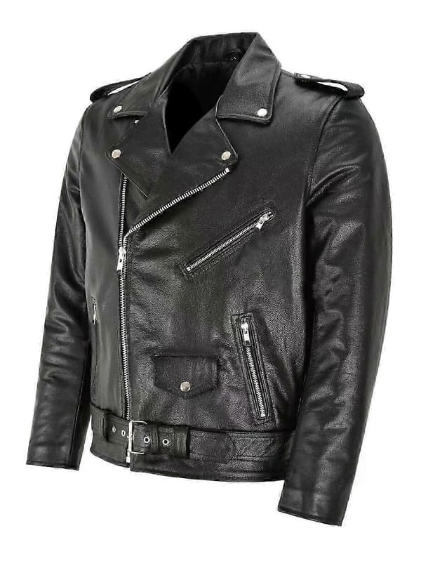 Svart skinnbikerjakke for menn [BEMS] 2XL