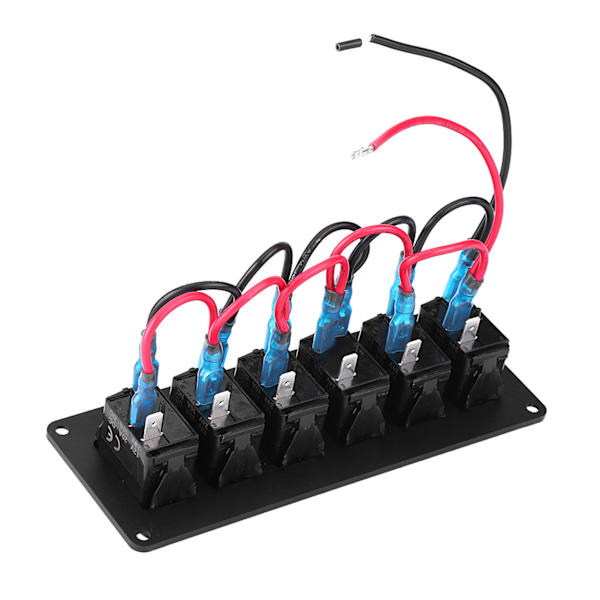 12-24V 6 Gang Rocker Switch Panel til Bil RV Båd Yacht Marine Blå LED