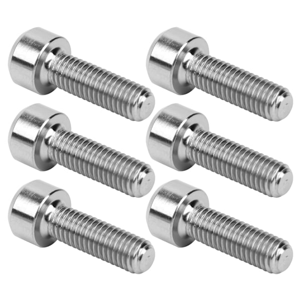 TC4 6 stk/boks Styrestangsskruer Fjellsykkel Stem Riser Bolter Sykkeltilbehør M15x16 Sølv