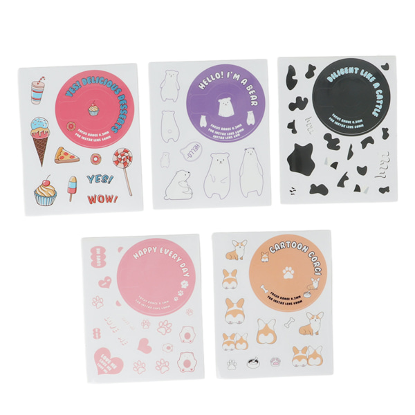 Dekoration Söta tecknade DIY-klistermärken 5 kameraklistermärken med olika mönster för Fuji Instax Mini 11 Camera Dessert Animal Series /