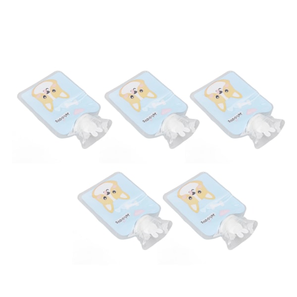 BEMS 5Pcs Hot Water Bottle Bag Thickened Explosion Proof PVC Leakage Proof Wide Mouth Warm Water Bag Blue Dog Pattern