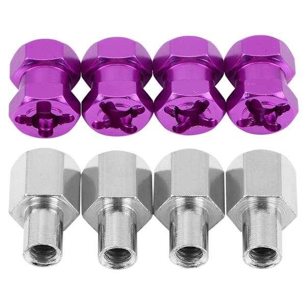 4 stk. 12mm RC Hex Hjulnav Metal Adapter til D90 AX10 CC01 SCX10 F350 Crawler (15mm Lilla)
