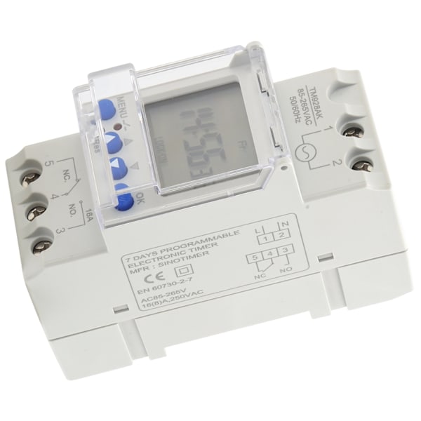 Digital Analog Timer Switch DIN Skinne Stor Skærm Display Programmerbar 85‑265V 16A