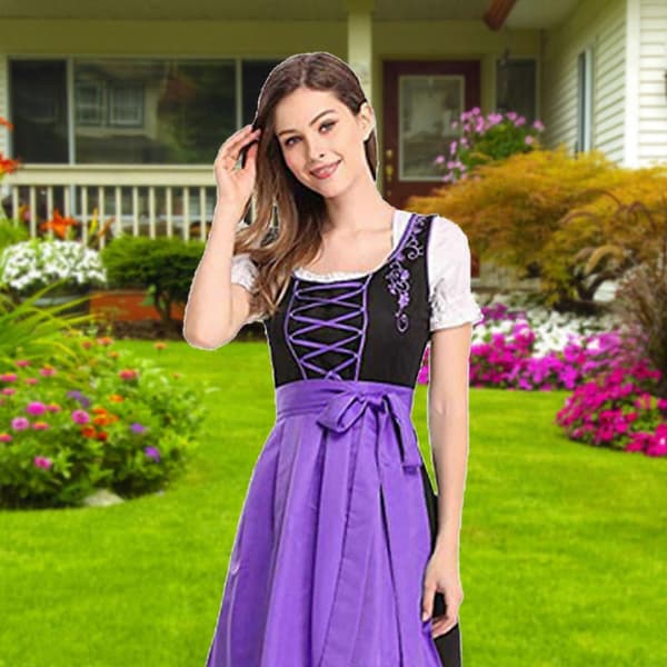 Kvinders tyske dirndl-kjole, traditionelle kostumer til Oktoberfest-karnevalen Pink XXL