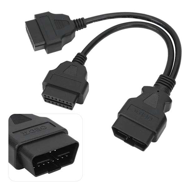 16-stifts OBD2-kabel 1-till-2 förlängningssplitter Car Diagnostic Connector Adapter 11,8 tum förlängningslängd