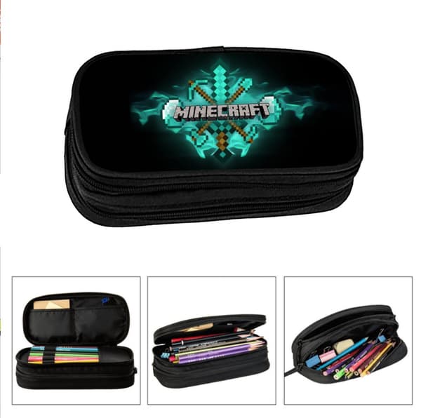 Minecraft pennfodral student barn pennfodral stor kapacitet elastiskt dubbelskiktat bärbart pennfodral pencil case Section 16