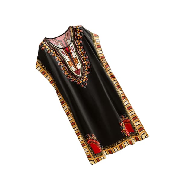 【BEMS】Dame Strandkjole Boho Elegant Etnisk Kjole Black