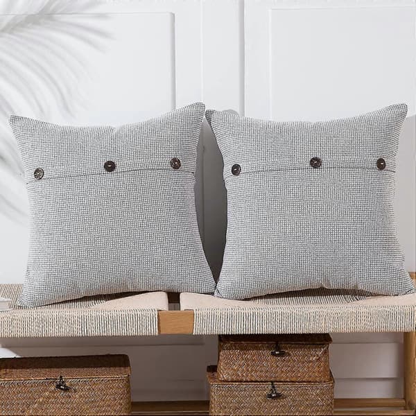 Putetrekk 45x45 cm med trippelknapper, sett med 2, rustikk chenille, dekorativ sofa, landlig stil