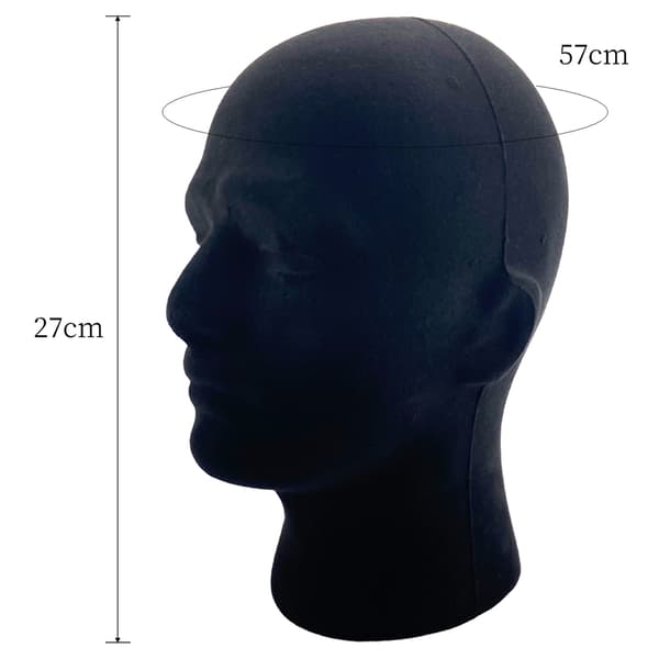Mannlig Styrofoam Skum Mannequin Manikin Hode Modell Parykker Briller Lue Display Stativ Black