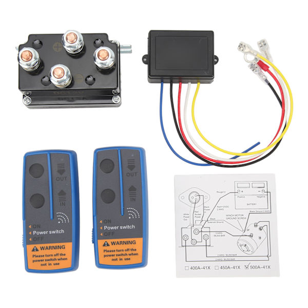 Trådlös Vinsch Fjärrkontroll Kit 500A Vinsch Solenoid Reläkontakt för 8000lbs till 12000lbs ATV UTV Vinsch DC 12V