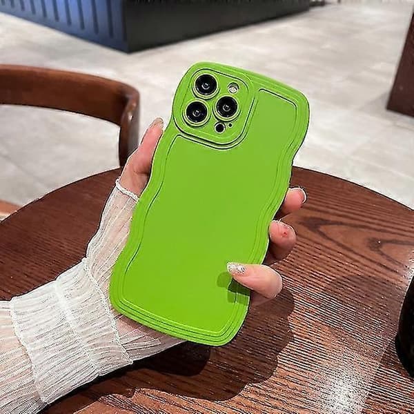 【BEMS】Sweet Candy Curly Wavy mobilskal kompatibelt med iPhone 14 13 12 Pro Max Plus S... GG Green For iPhone12 Pro Max
