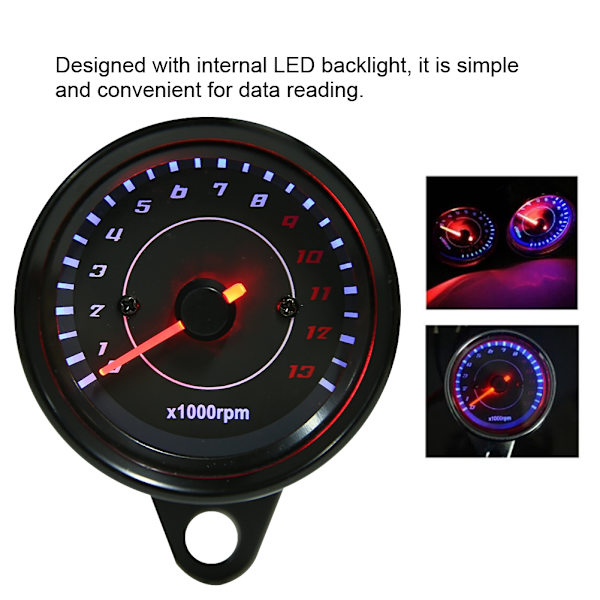 DC 12V Universal Motorsykkel LED Bakgrunnsbelyst Turteller Elektronisk Turteller Måler