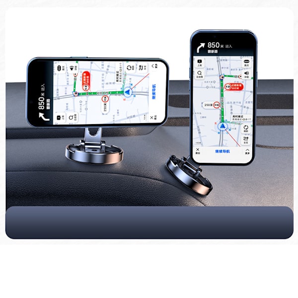 Foldbar magnetisk biltelefonholder 360° rotationsstativ Instrumentbræt Mobiltelefonbeslag Montering Sort