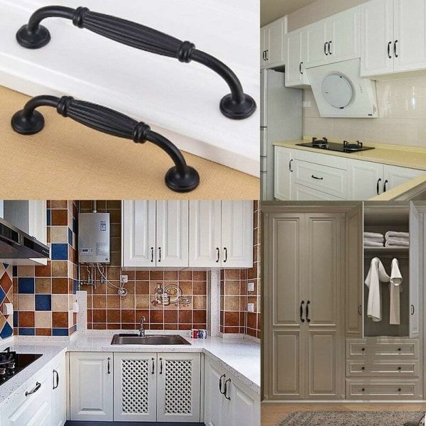 【BEMS】10-pack Black Cabinet Handles Drawer Handles Bar Handles Kitchen Handles Wardrobe Pulls Drawer Pulls Door Knobs 128 mm_yux